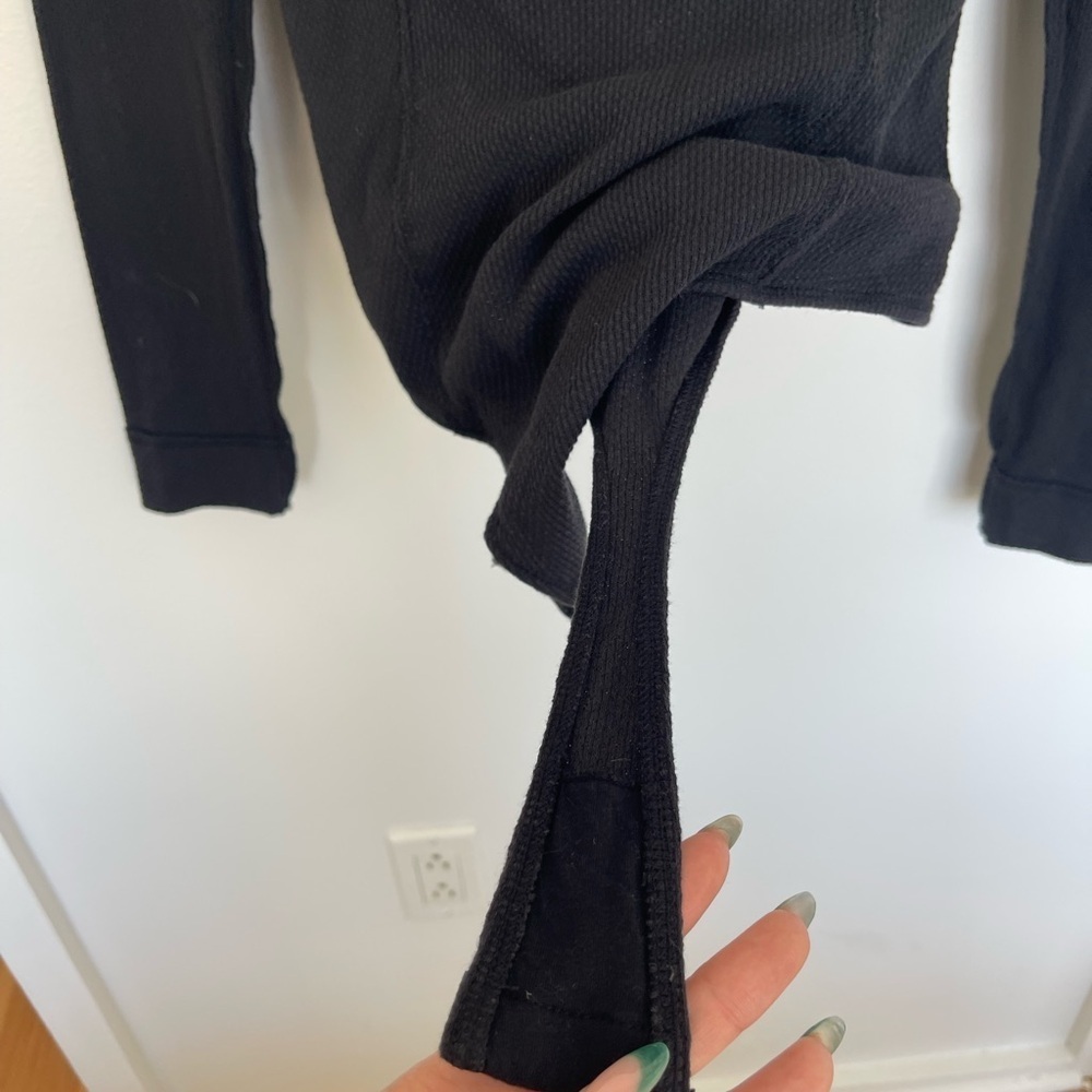 Free People Intimately Black Long Sleeve Button Thermal Sloane Bodysuit - Picture 10 of 12